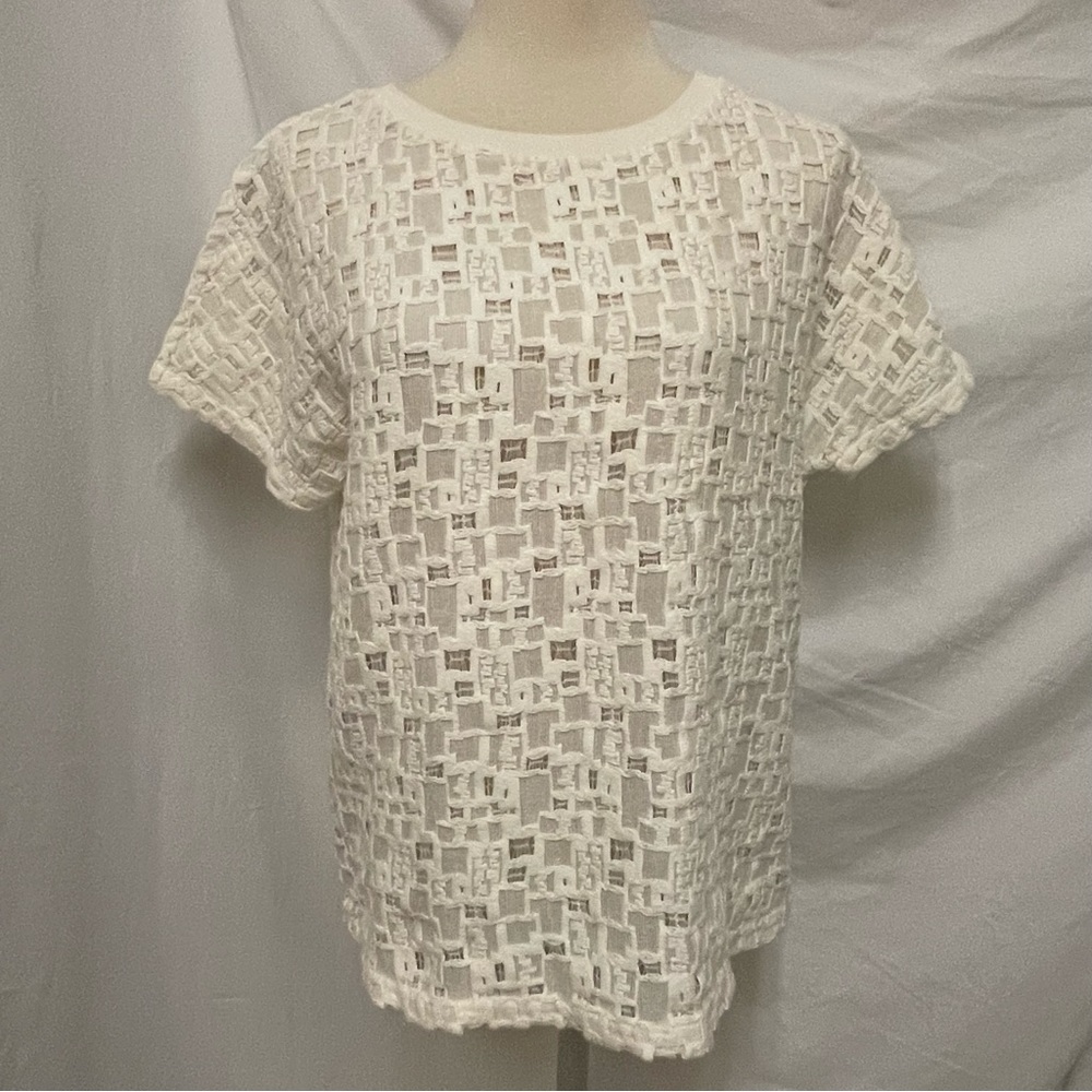 Vince Windowpane Lace Blouse (S)